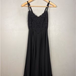 NWT We Are HAH Black Maxi Slip Floral Back Tie Dress